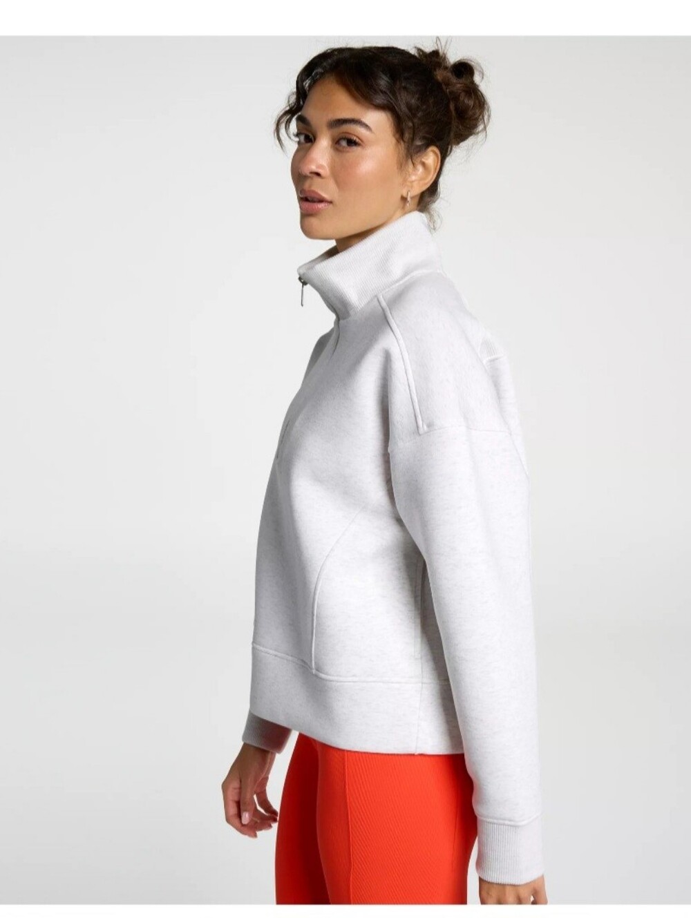 Calia Soft Scuba 1/4 Zip In Light Heather Grey - Picture 3 of 9